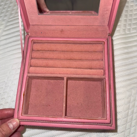 Paperchase Pink Leather Jewelry Box Organizer with Mirror - Picture 4 of 10